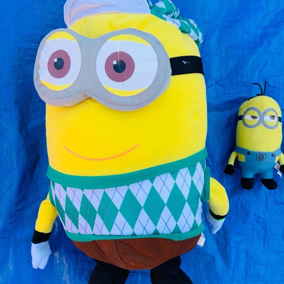 Minion Plush Toy with Argyle Sweater - Yellow, Blue, and Brown - Picture 1 of 4